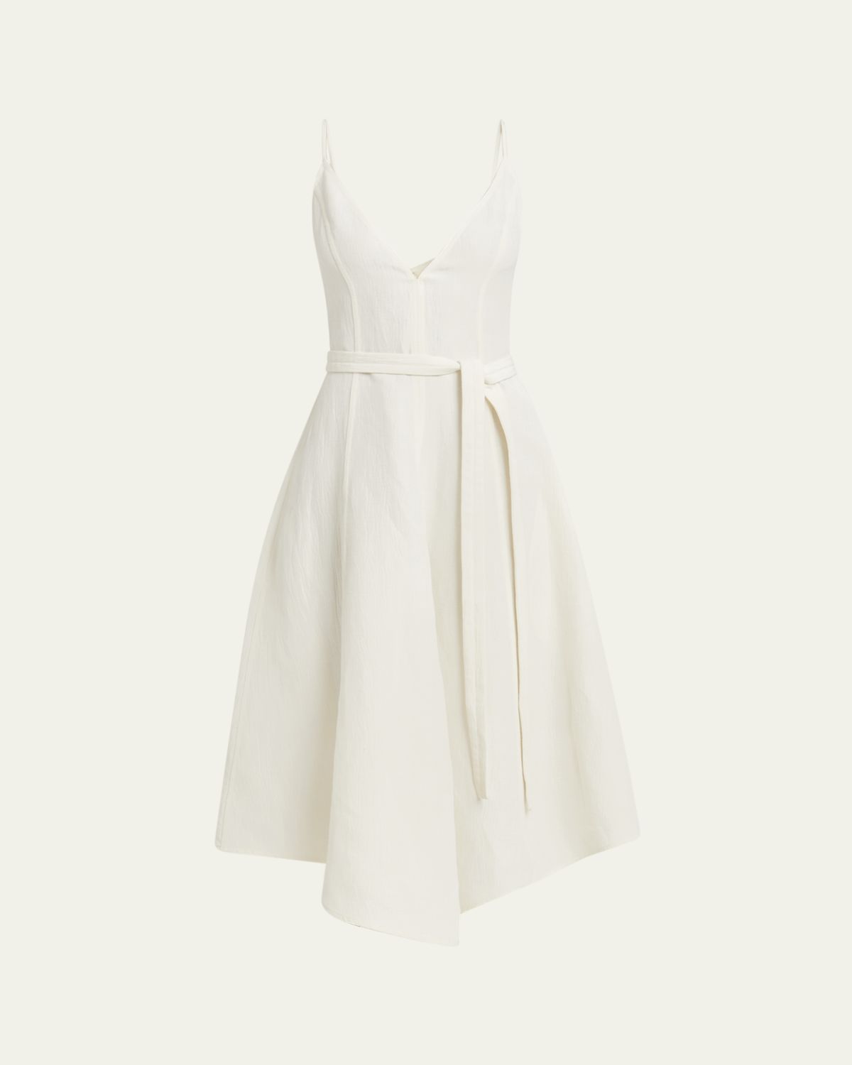 Proenza Schouler Elaine Plunging Belted Linen-Blend Midi Dress - Women's Clothing