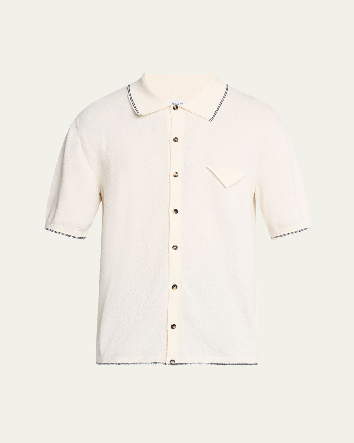 Bottega Veneta Men 's Boucle Triangle Pocket Short-Sleeve Shirt