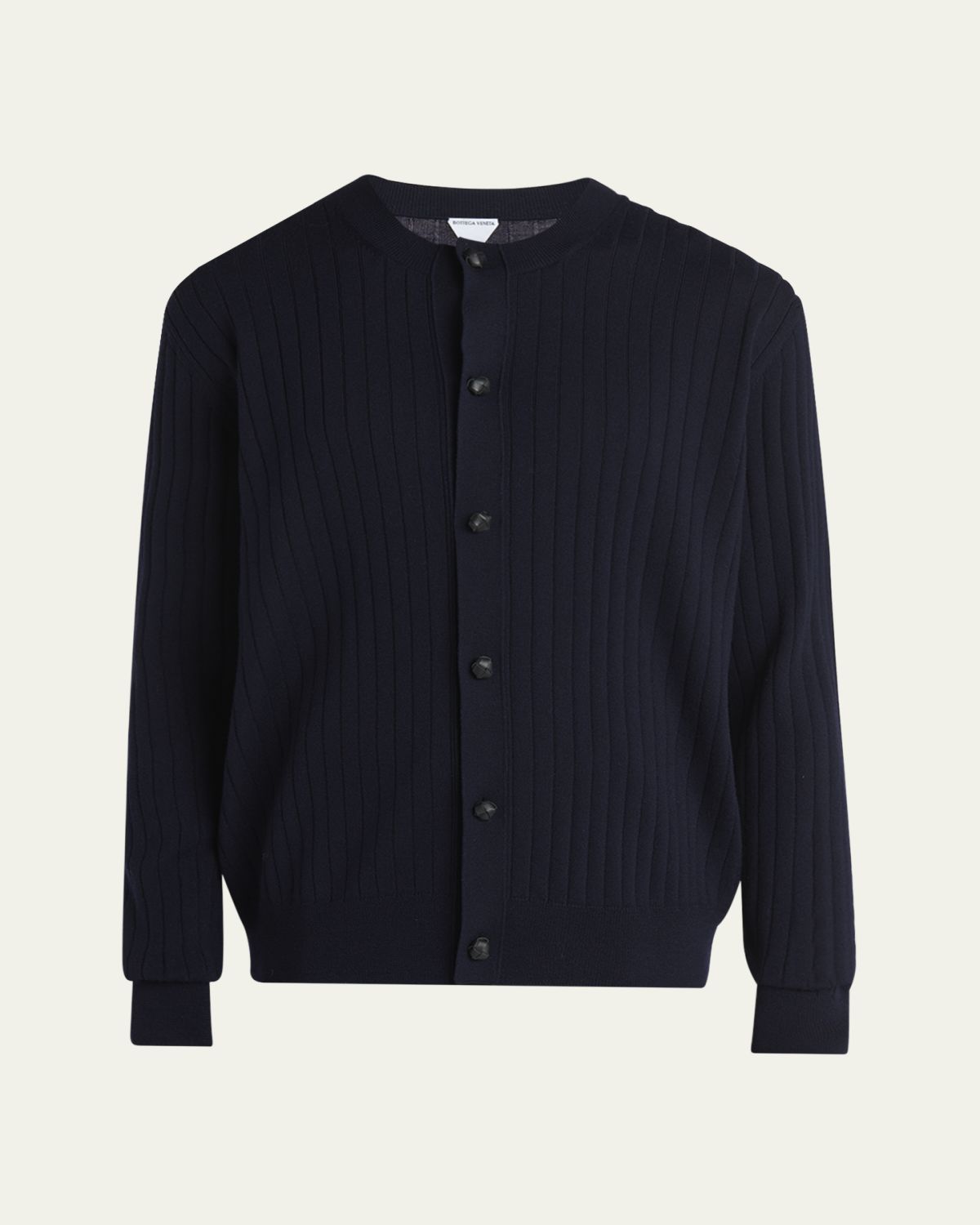 Bottega Veneta Men's Ribbed Wool Cardigan with Leather Buttons | Thumbnail 6 Bottega Veneta Men's Ribbed Wool Cardigan with Leather Buttons | Thumbnail 6