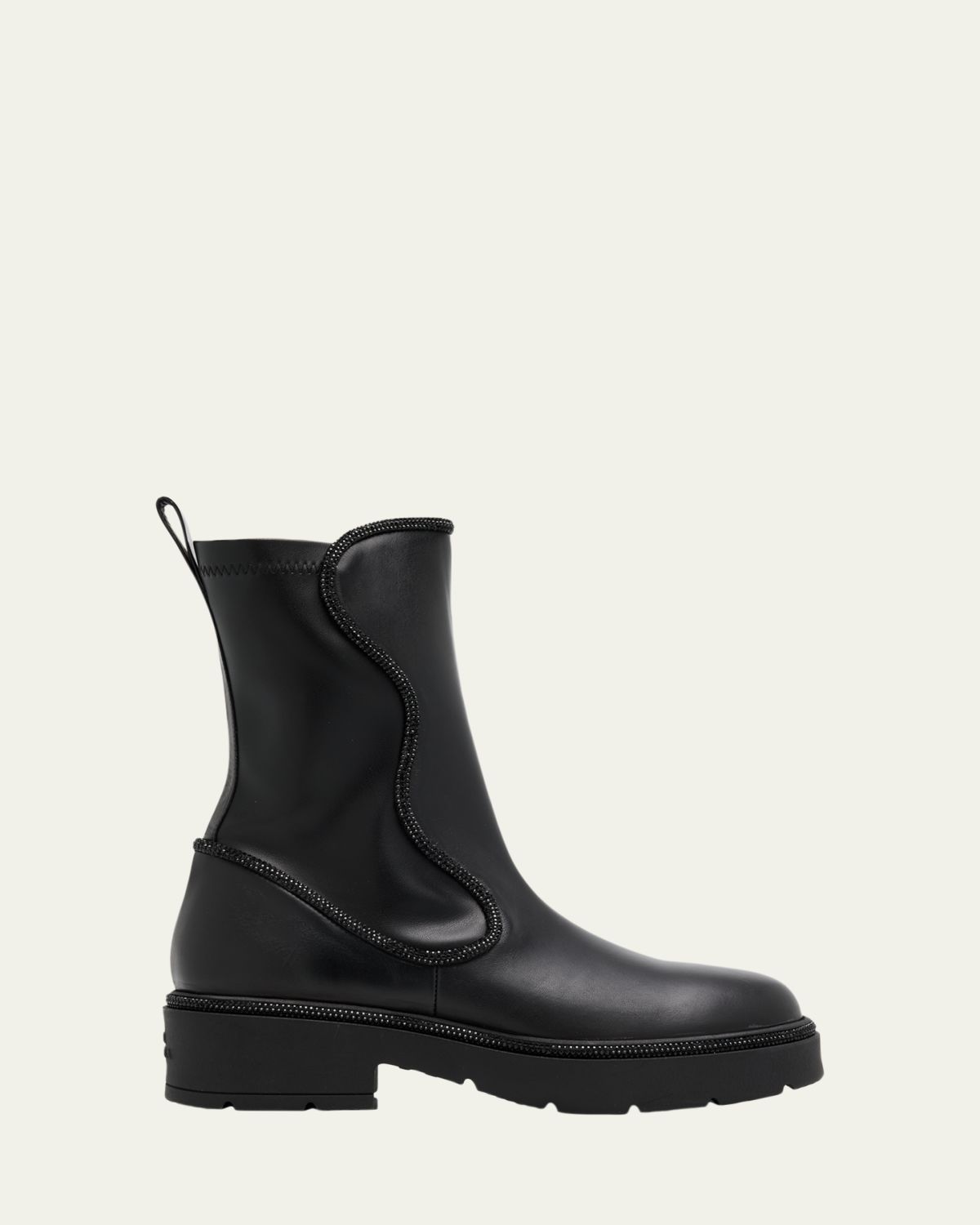 Rene Caovilla 50mm Strass Leather Combat Boots