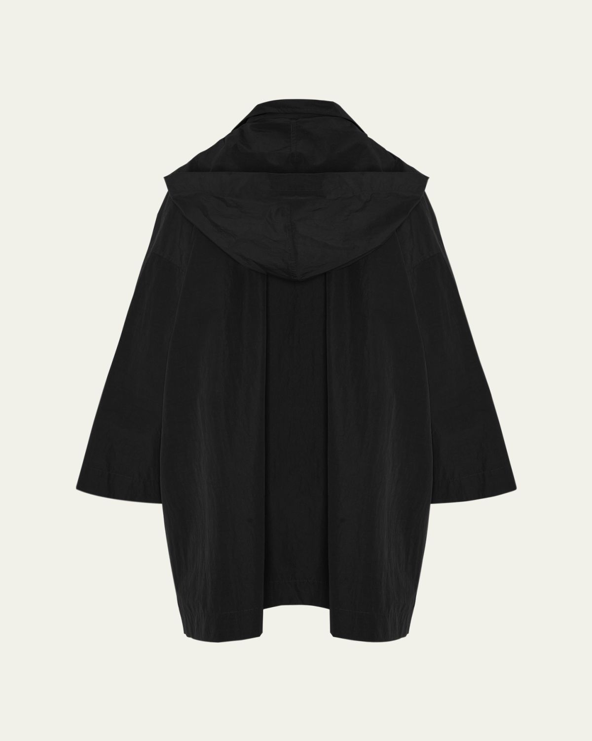 Eskandar Smaller-Front Larger-Back High-Neck Coat With Button Away Hood (Long Plus Length)