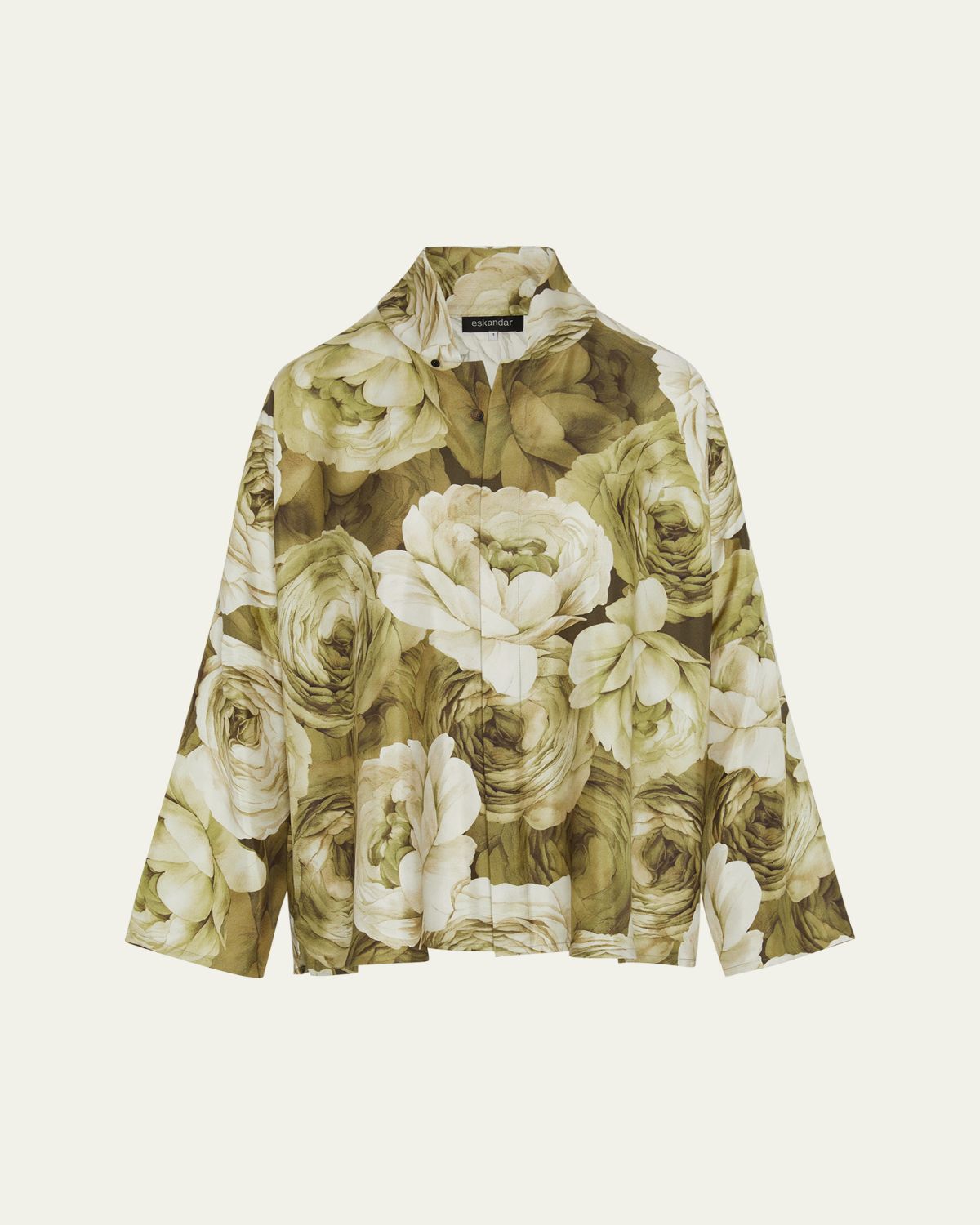 Eskandar Chinese Imperial Shirt With Chinese Collar (Mid Plus Length)