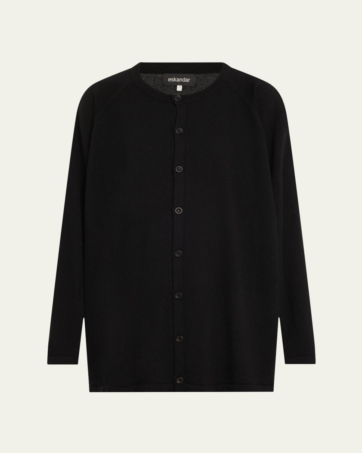 Eskandar Cashmere Raglan-Sleeve Round-Neck Cardigan (Long Length)