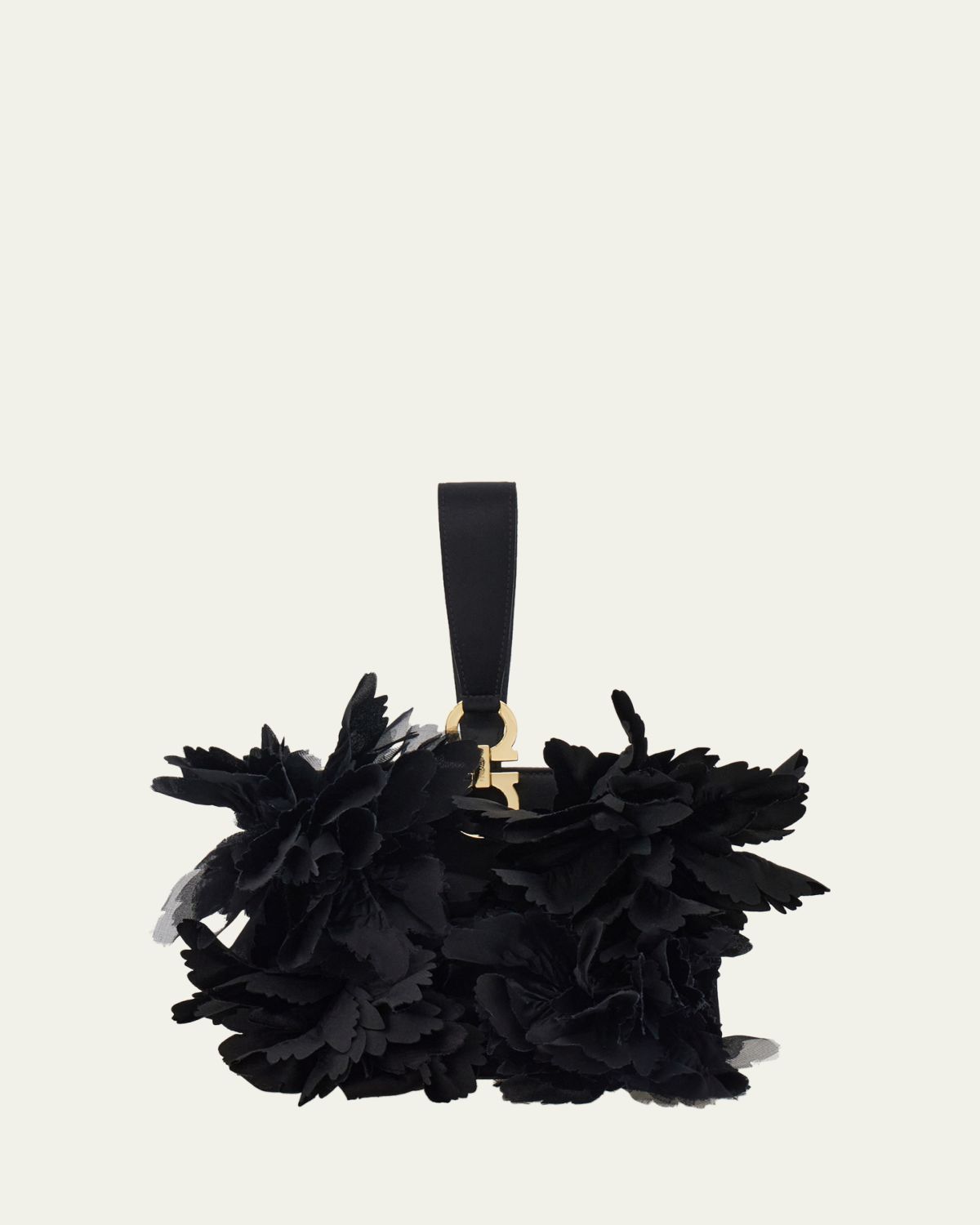 Ferragamo Floral Applique Leather Wristlet