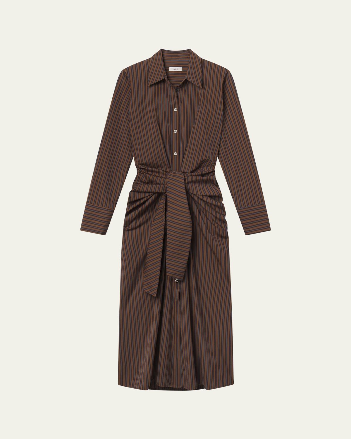 A.L.C. Mila Pinstripe Draped Shirtdress