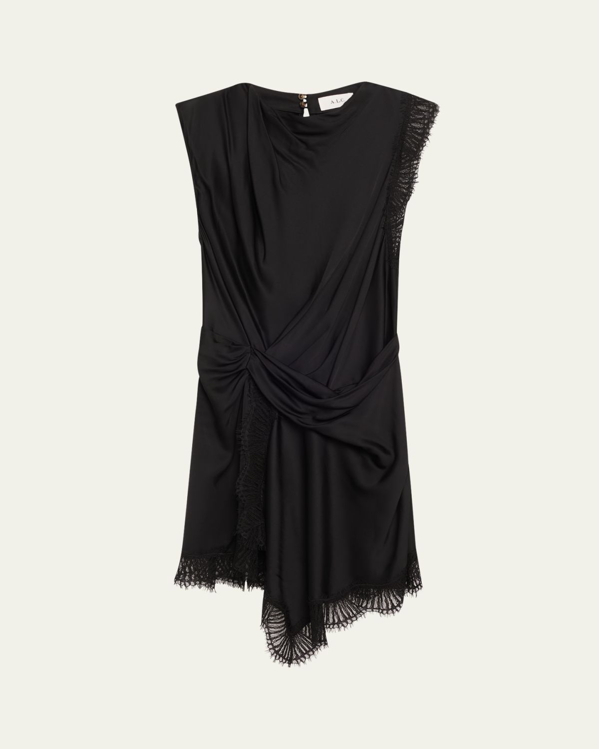 A.L.C. Dion Draped Lace-Trim Satin Mini Dress | Thumbnail 6