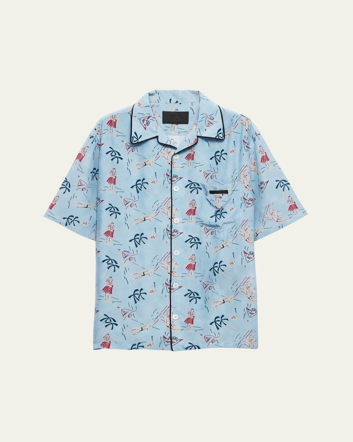 Prada Men's Hawaiian-Print Short-Sleeve Shirt