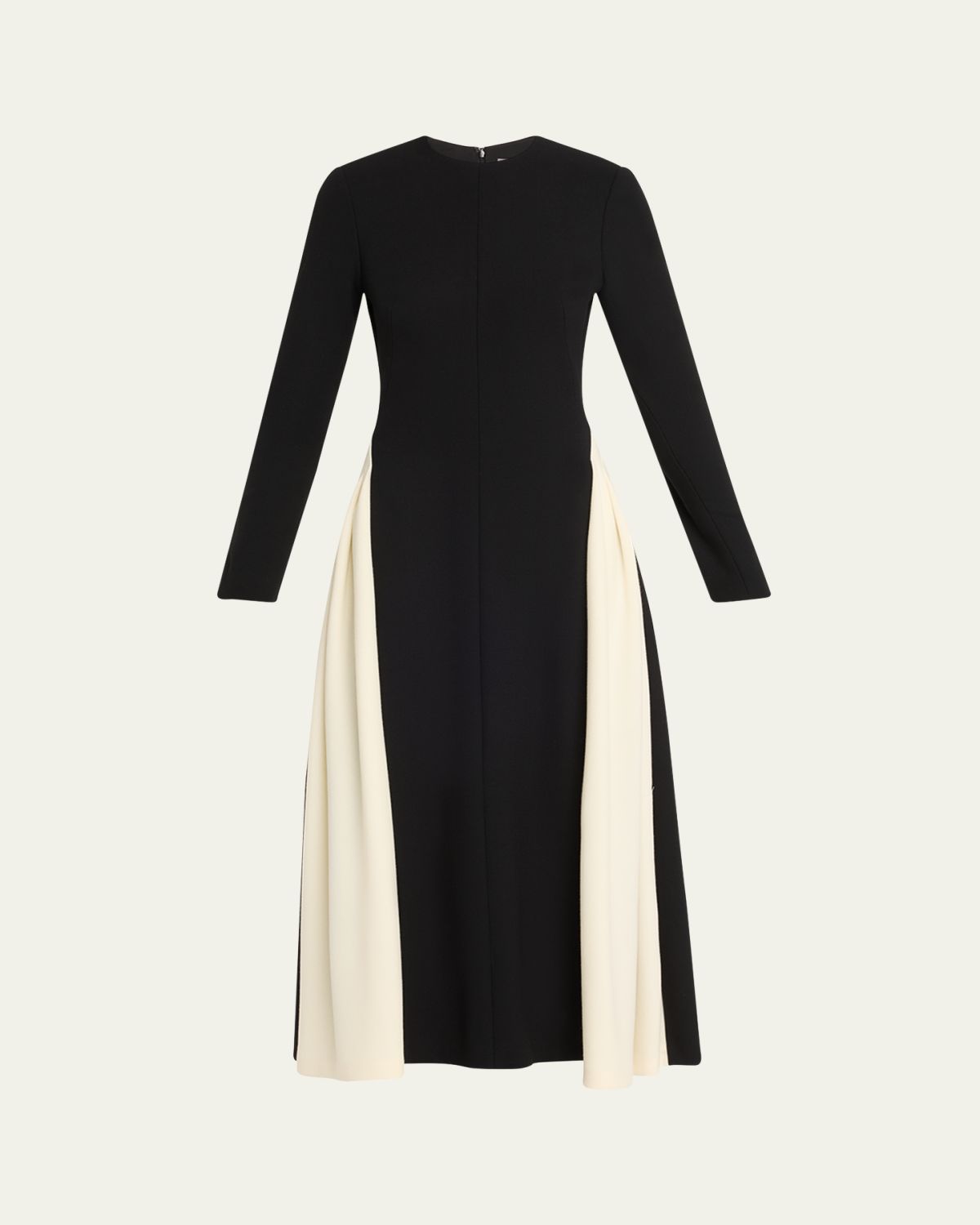 Lela Rose Contrast Stripe Long-Sleeve Midi Dress