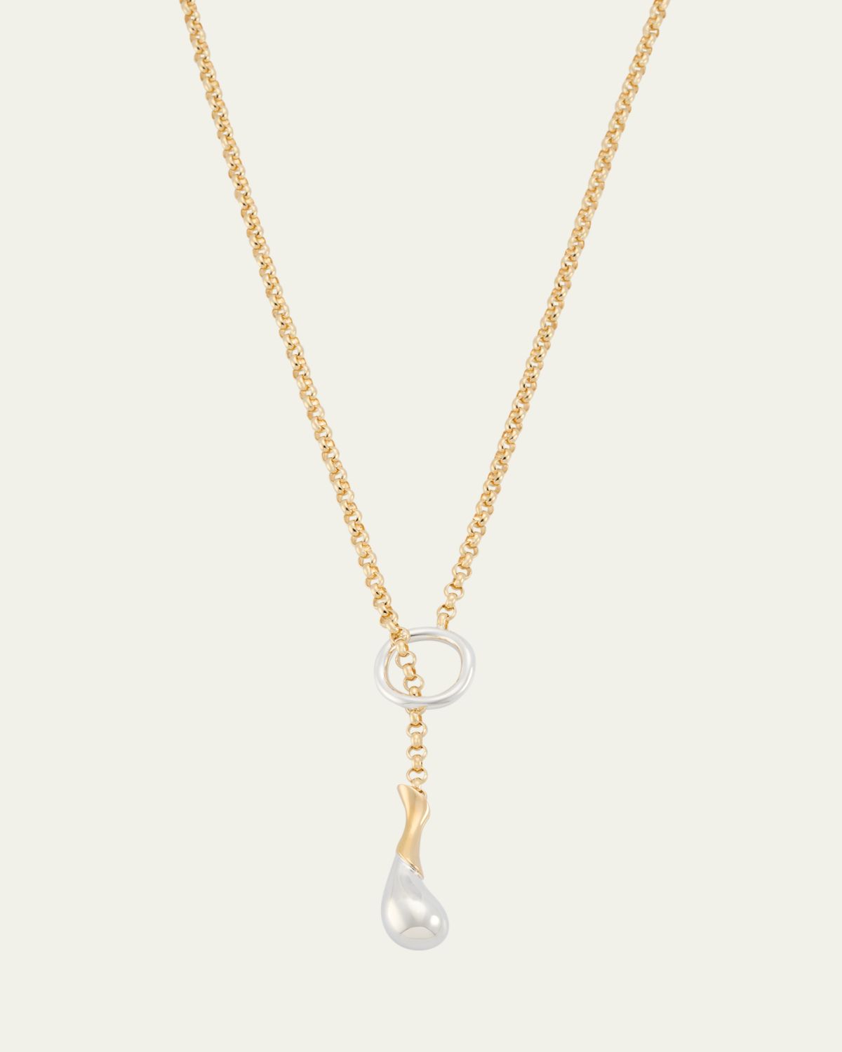 Bottega Veneta Silver and Gold Drop Chain Necklace