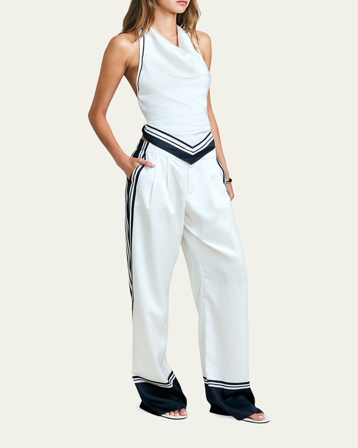 SEROYA Marlowe Striped Satin Pants | Thumbnail 2