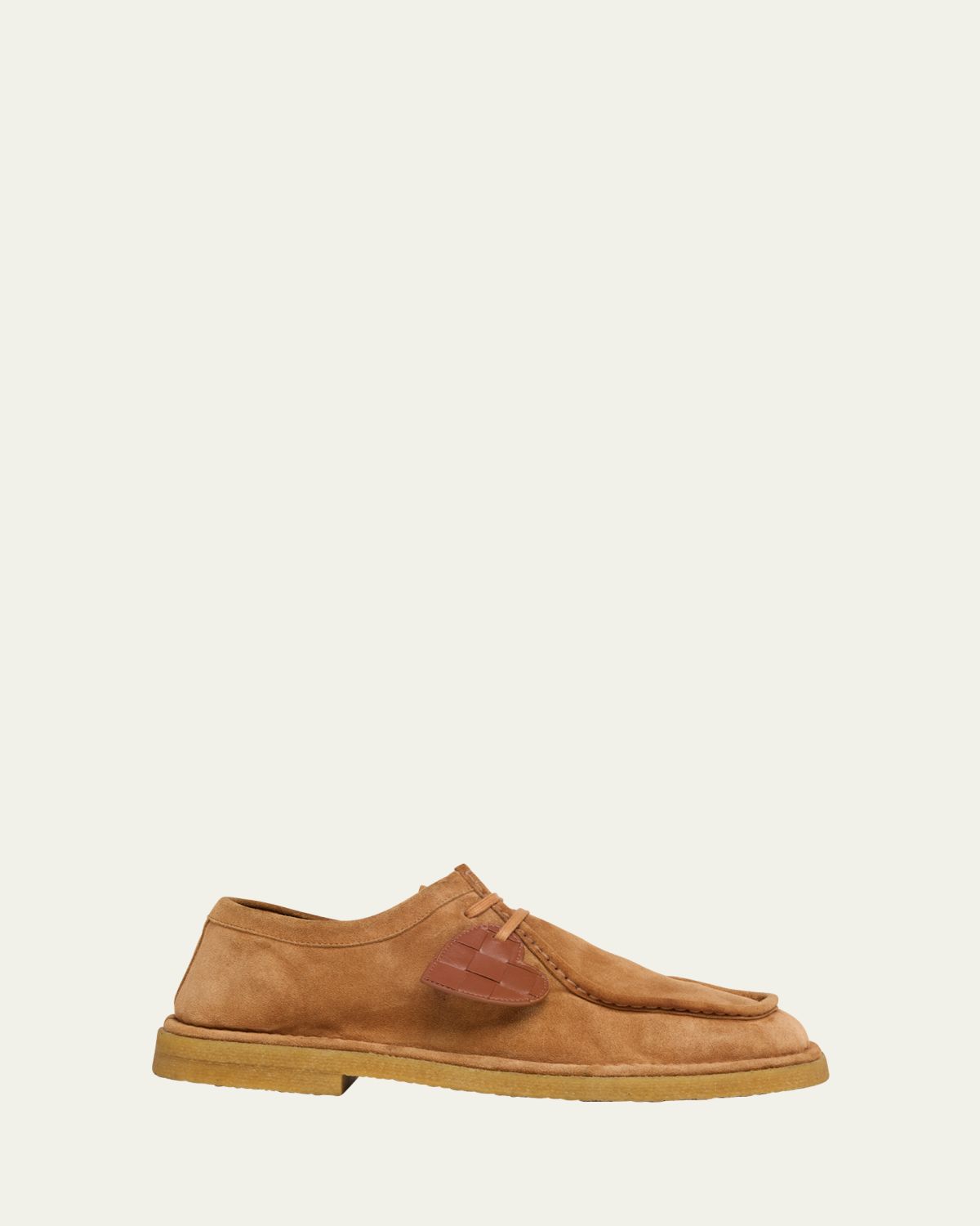Bottega Veneta Men's Daddy Suede Lace-Up Loafers with Intrecciato Leather Charm