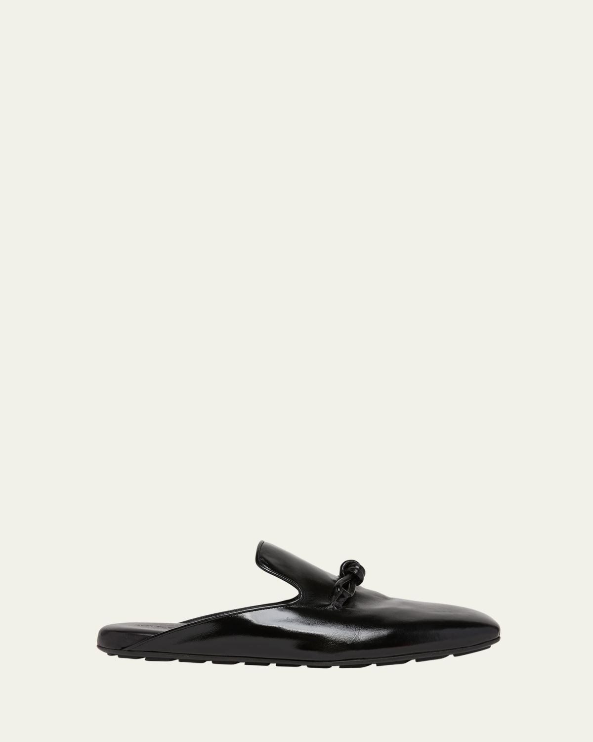 Bottega Veneta Men's Roma Shiny Leather Knot Mules