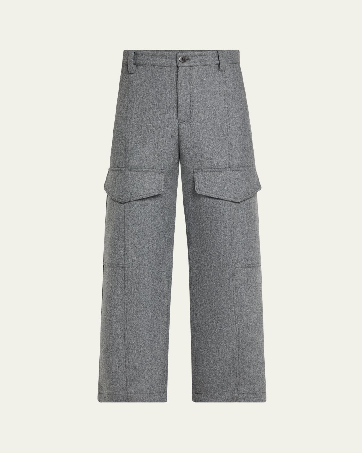 Brunello Cucinelli Wool Flannel Wide-Leg Ankle Cargo Pants - Women's Clothing