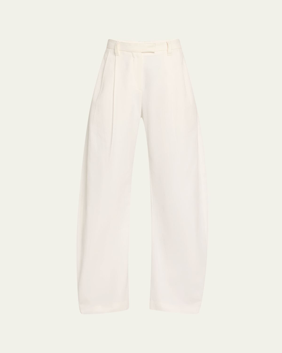 Brunello Cucinelli Pleated Cotton Barrel-Leg Tailored Pants