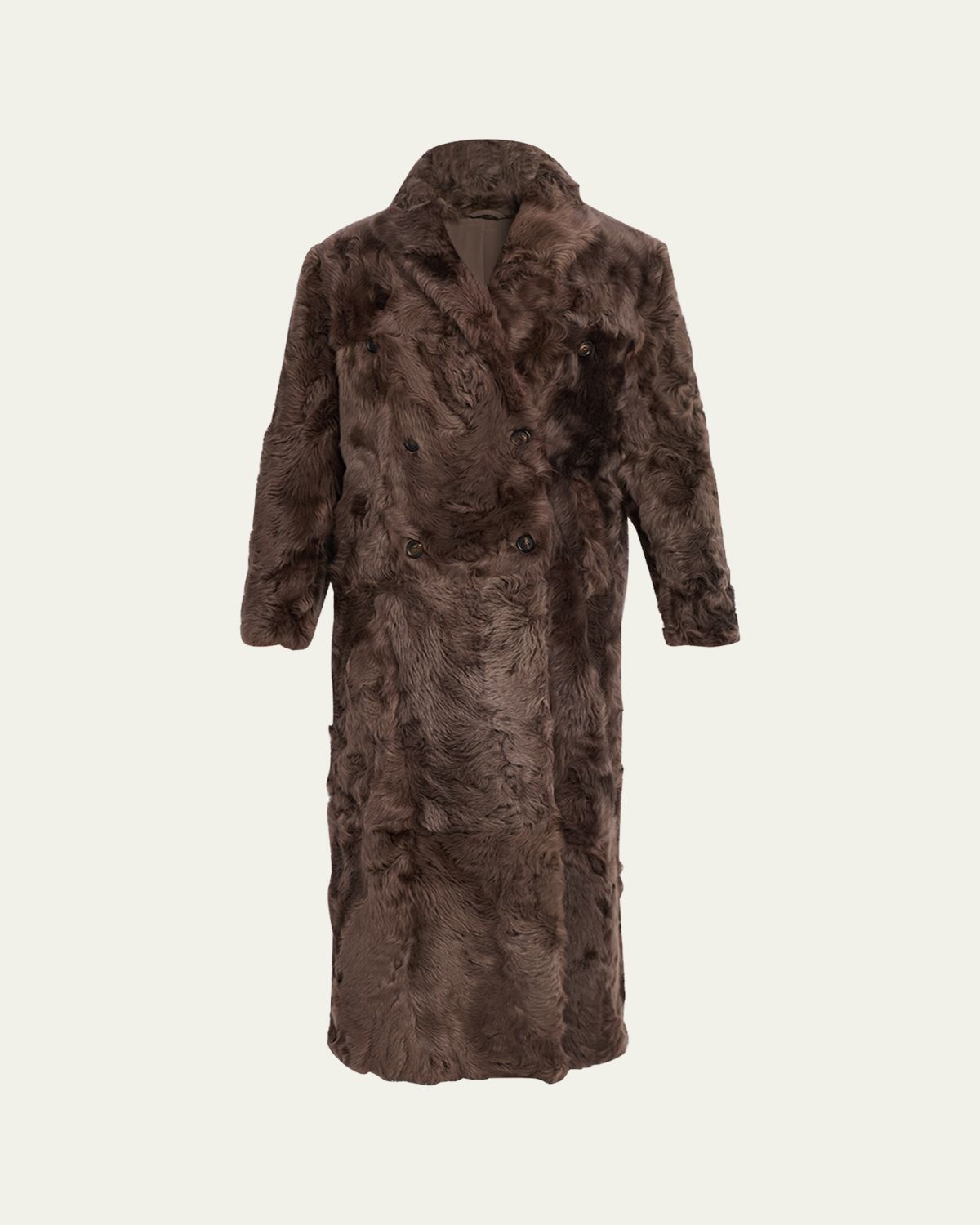 Brunello Cucinelli Capretta Double-Breasted Shearling Coat