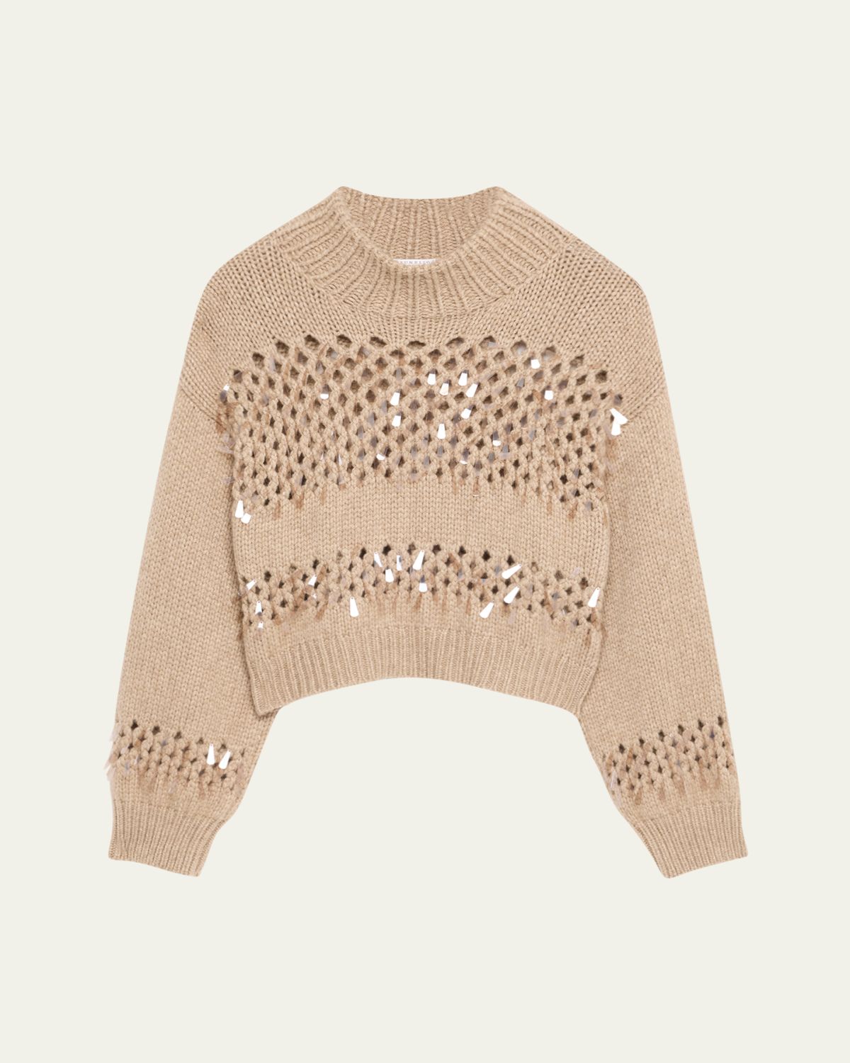 Brunello Cucinelli Oversized Cashmere Net Stitch Sweater