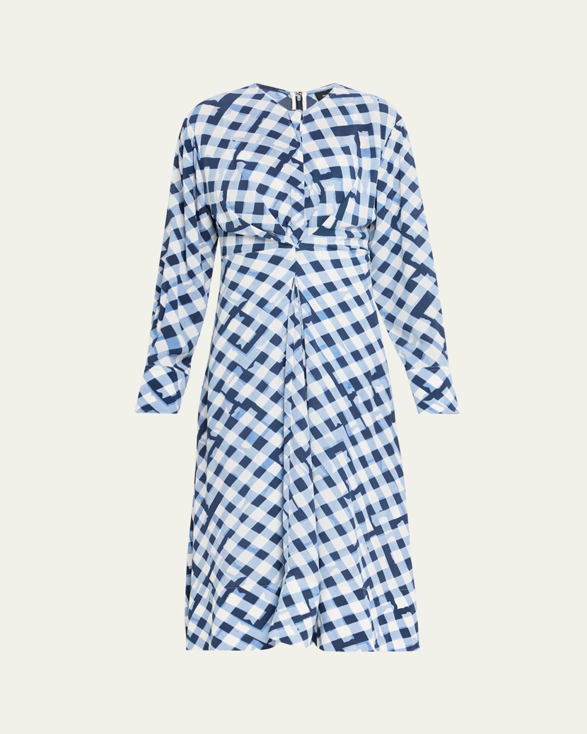 Proenza Schouler Keria Printed Crepe De Chine Long-Sleeve Midi Dress