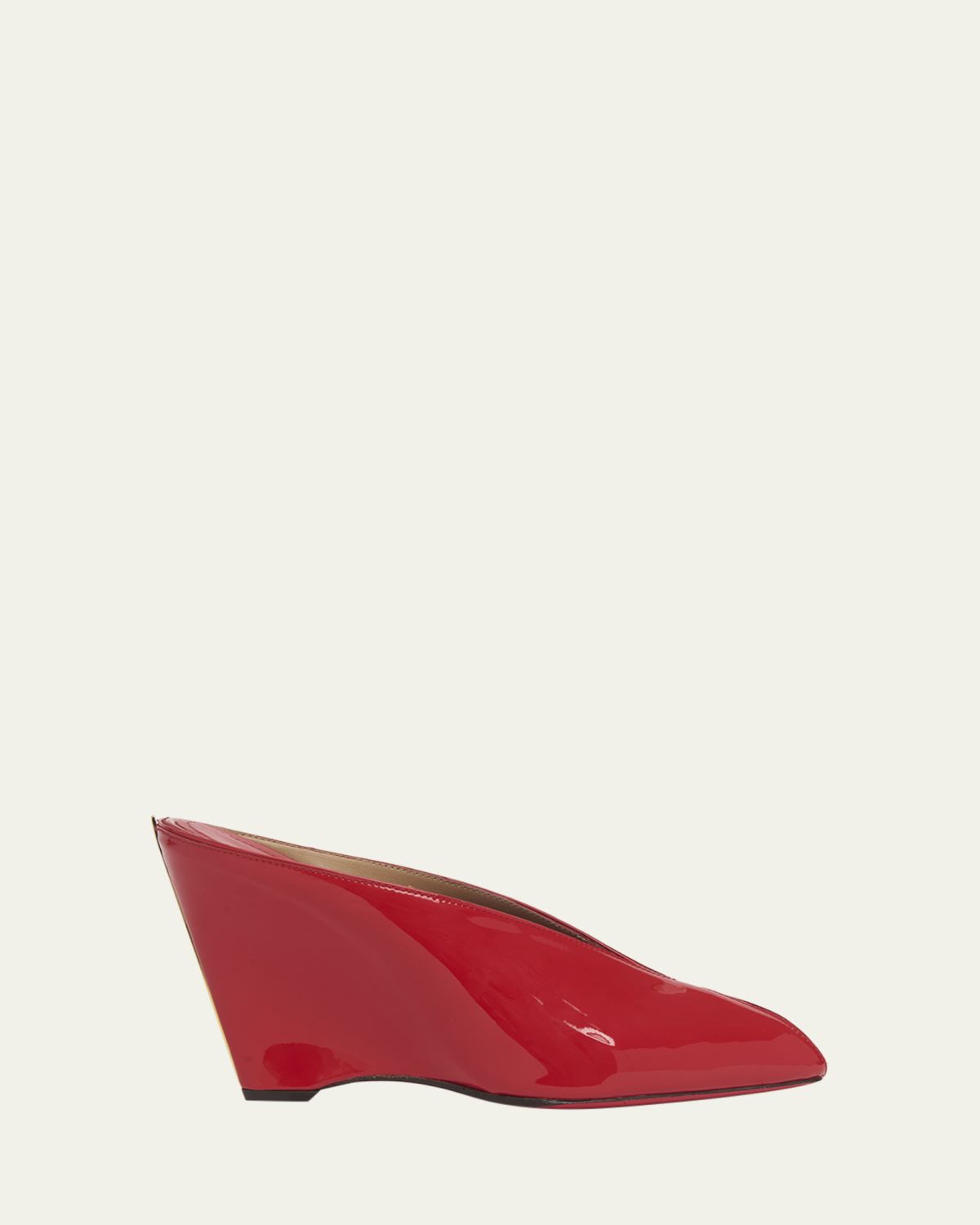 Ferragamo Alicia Patent Leather Peep-Toe Wedge Mules