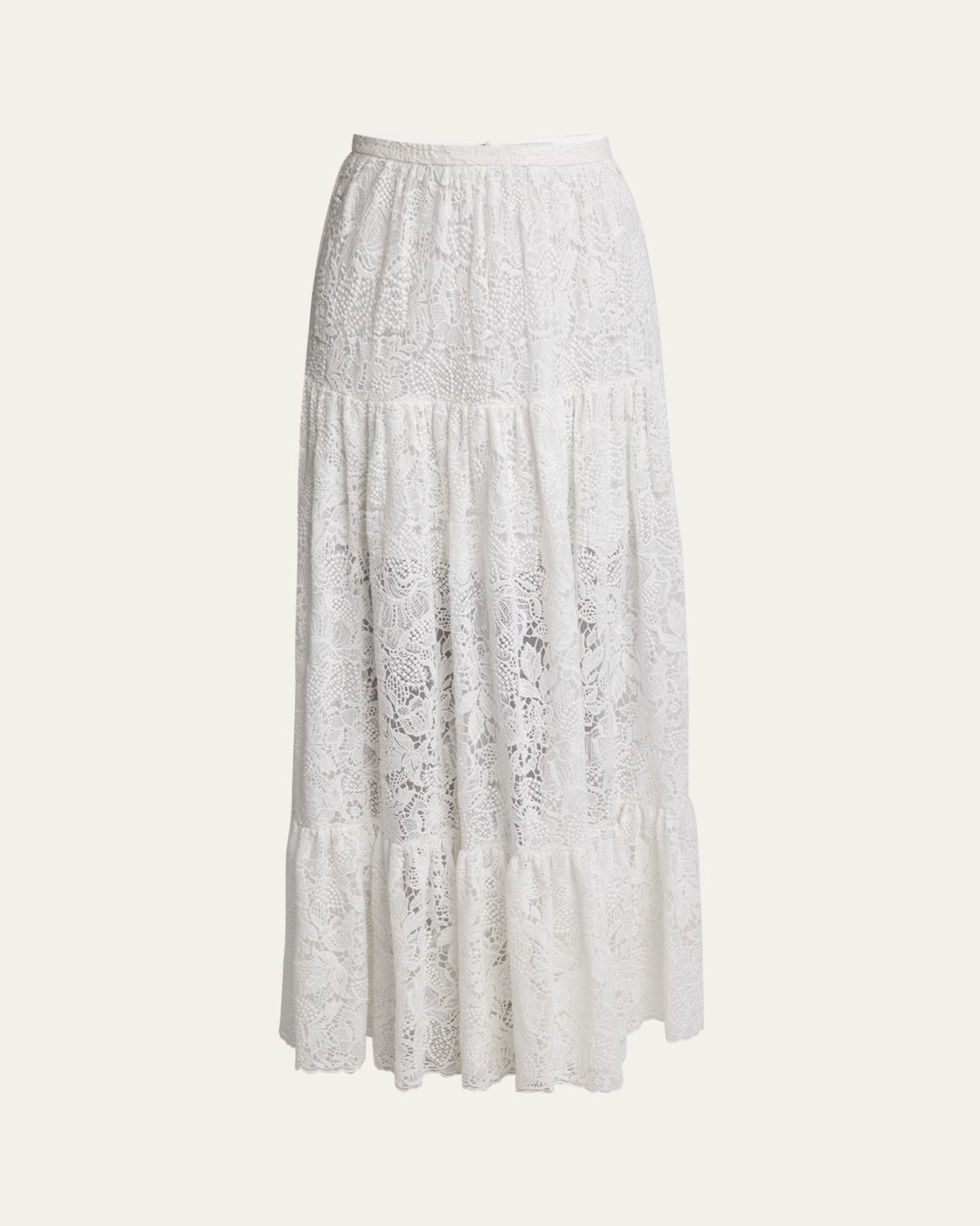 Erdem Tiered Floral Lace Skirt