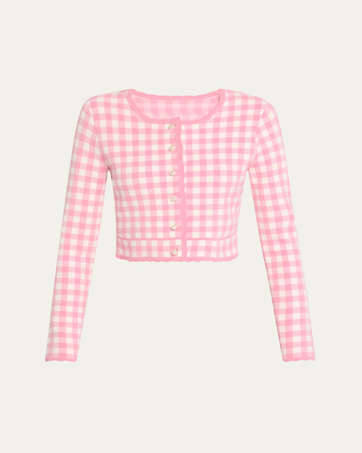 LoveShackFancy Bridgette Gingham Cropped Cardigan