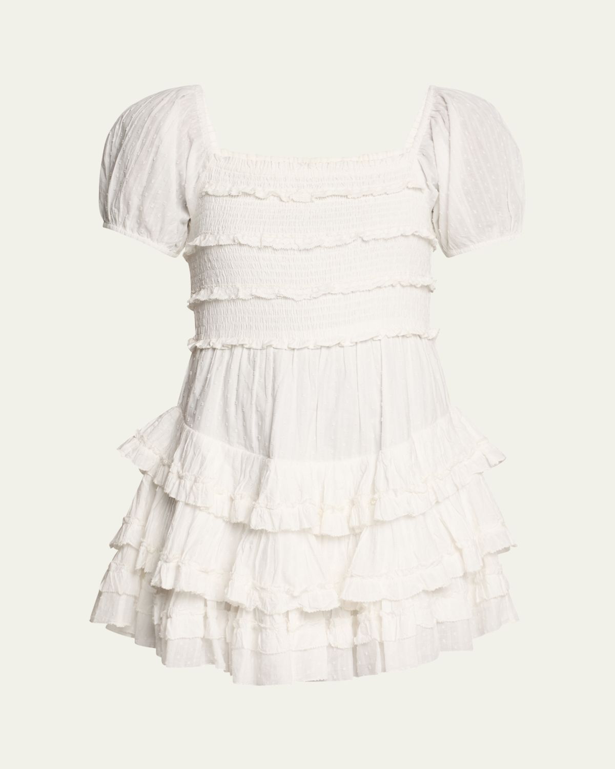 LoveShackFancy Fellows Cotton Ruffle Mini Dress