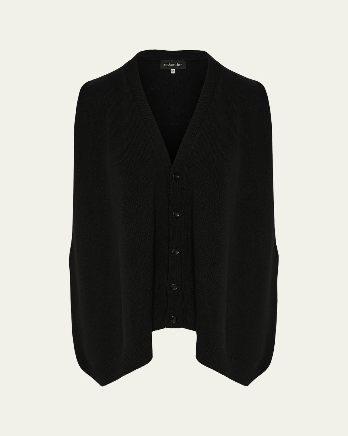 Eskandar Plain Cashmere A-Line Sleeveless V-Neck Cardigan (Mid Plus Length) | Thumbnail 6