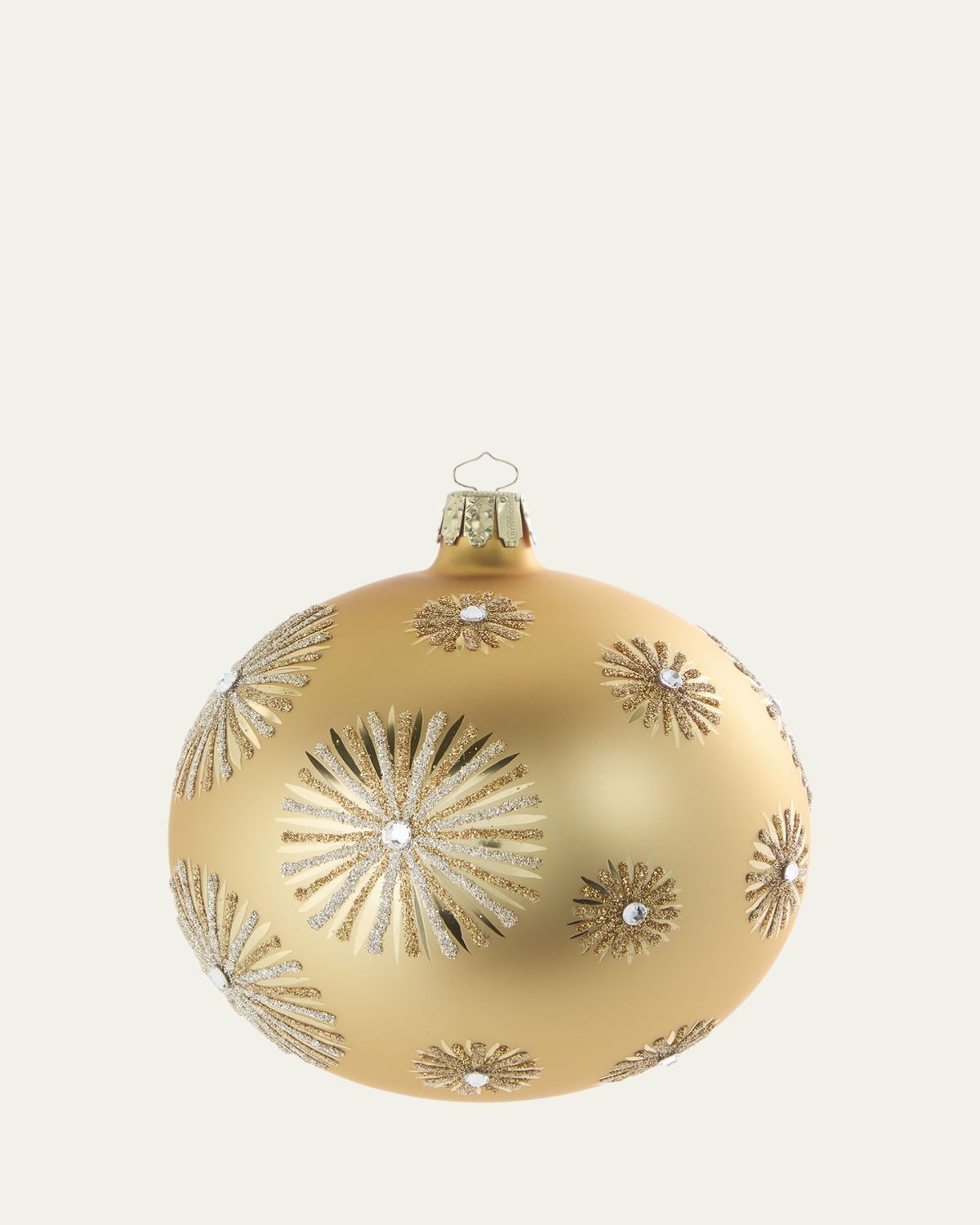 Bergdorf Goodman Glitter Starbursts Matte Gold Ball Ornament