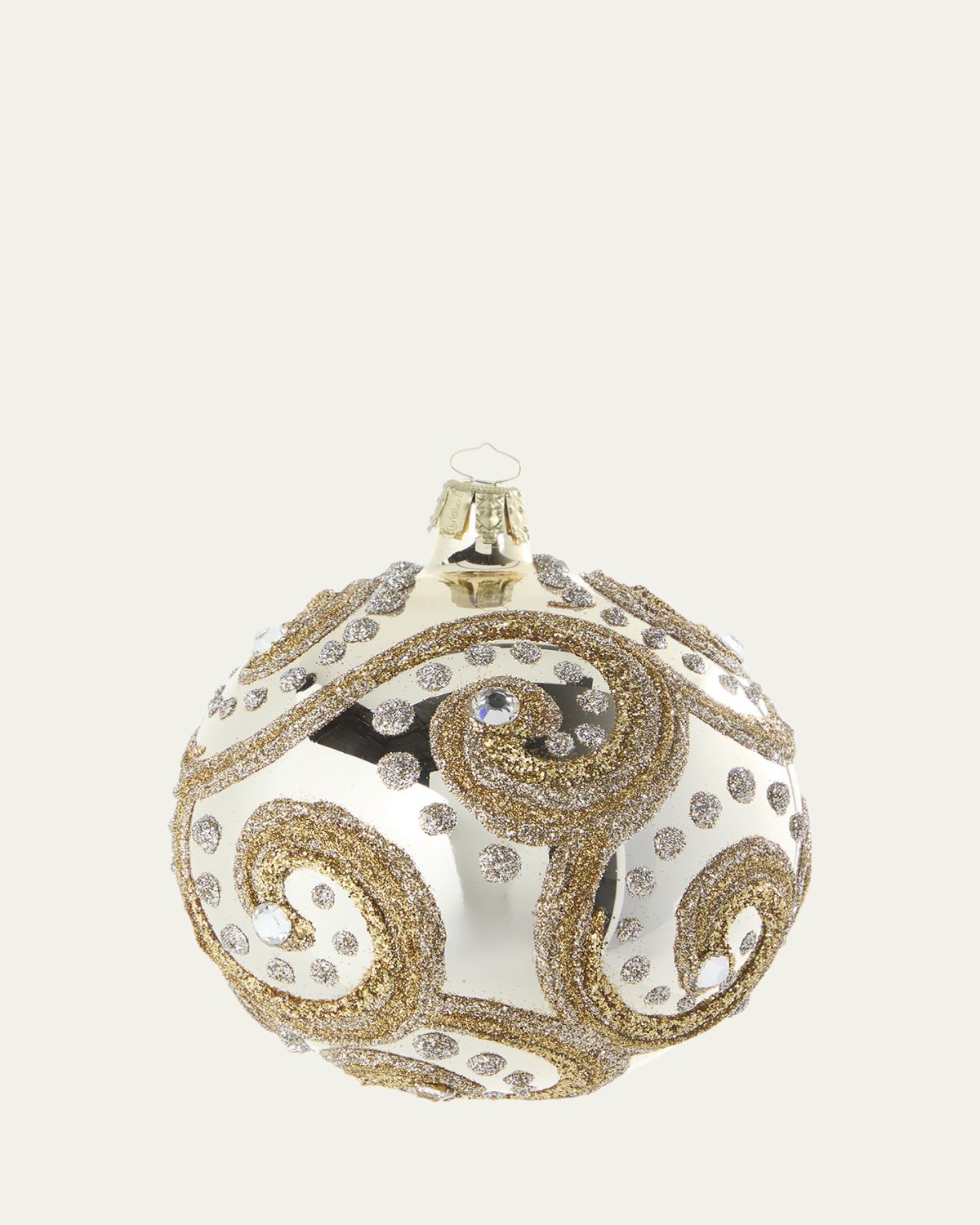 Bergdorf Goodman Glitter Swirls Shiny Champagne Ball Ornament