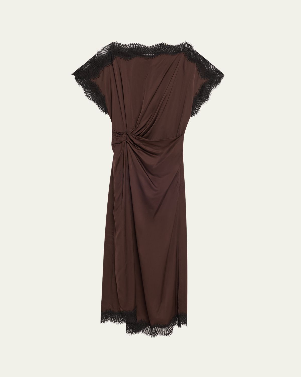 A.L.C. Luna Satin Lace-Trim Midi Dress