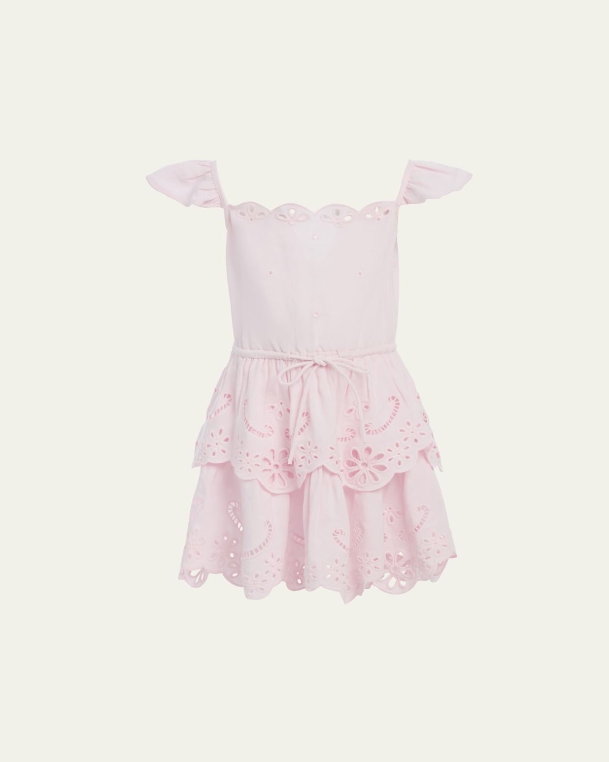 Sea Girl's Eyelet Embroidered Scallop Dress, Size 2-14