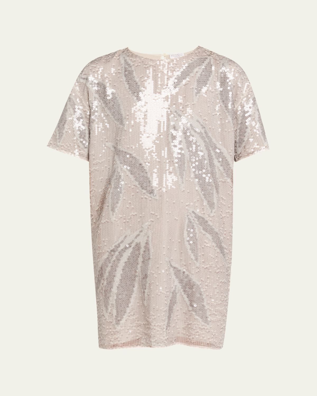 Brunello Cucinelli Sequined Silk Organza Short-Sleeve Mini Dress