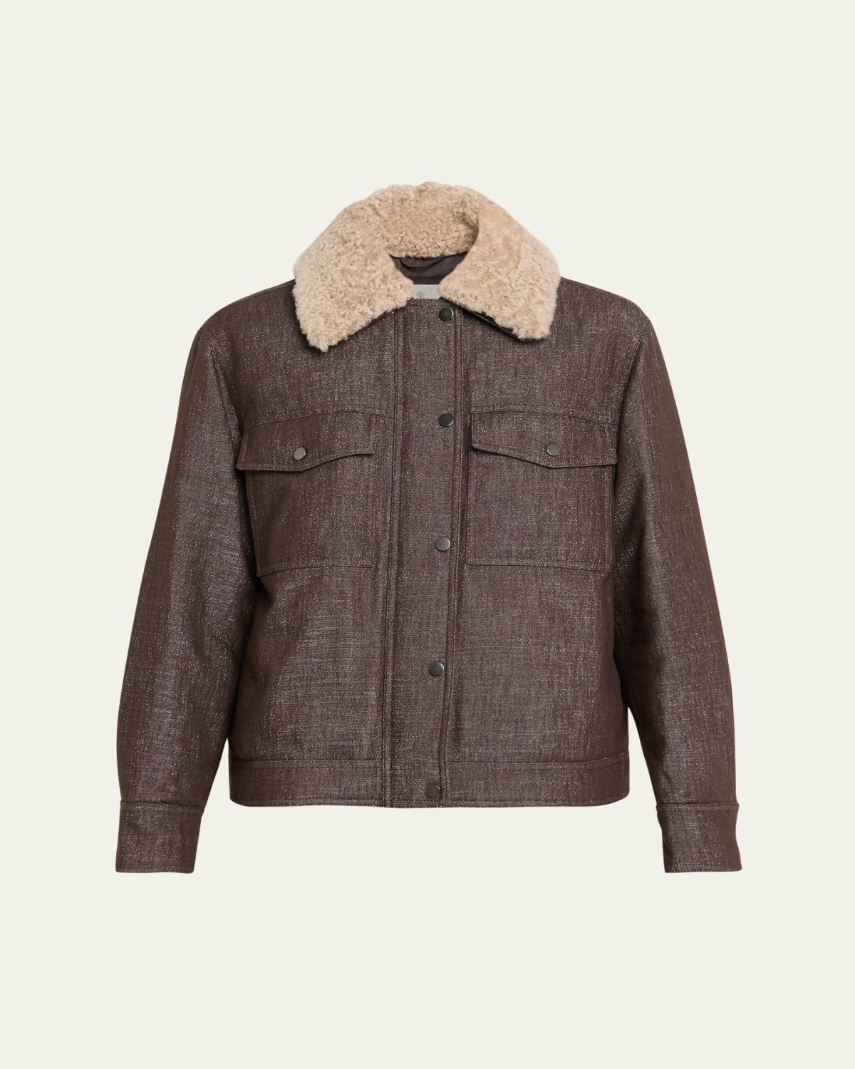 Brunello Cucinelli Sparkling Wool-Blend Padded Jacket with Removable Shearling Collar