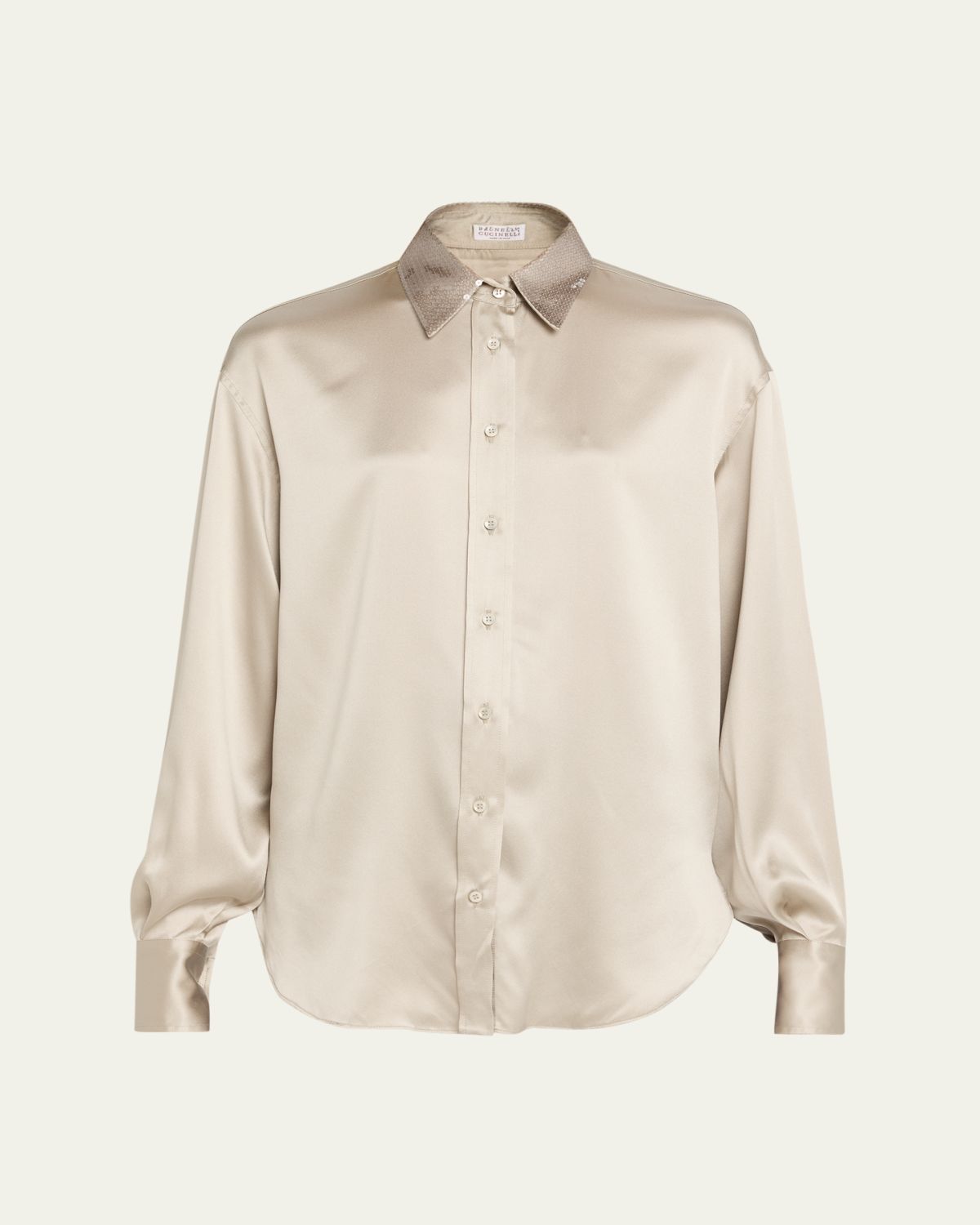 Brunello Cucinelli Silk Satin Button-Down Shirt