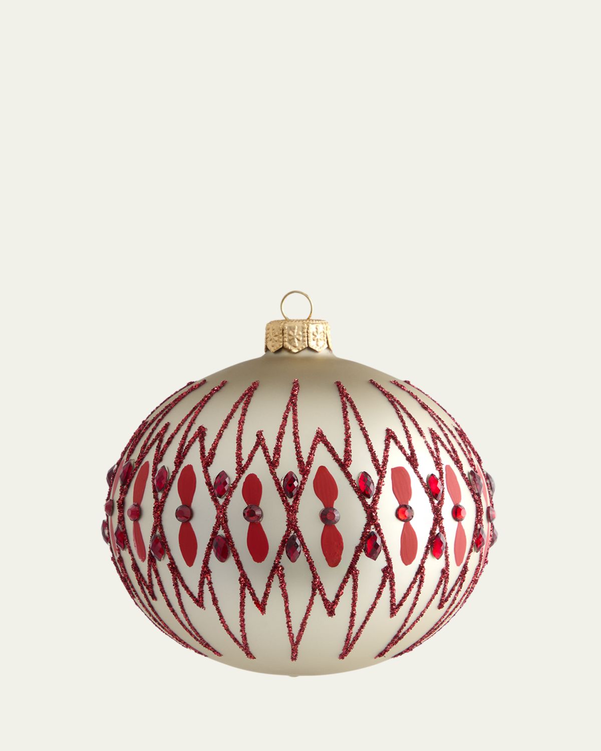 Bergdorf Goodman Red Glitter & Matte Champagne Ball Ornament