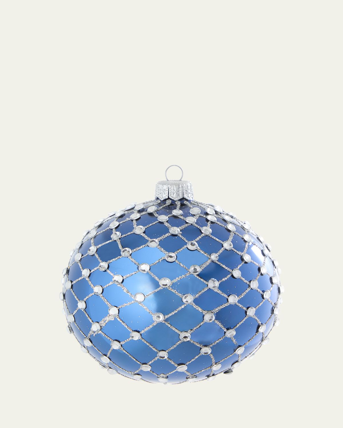 Bergdorf Goodman Glittery Lattice Ball Ornament, Blue