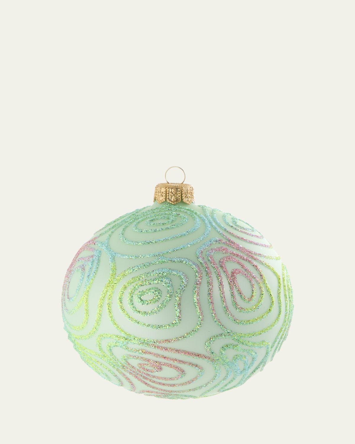 Bergdorf Goodman Champagne Ombre Glitter Ripples Ball Ornament