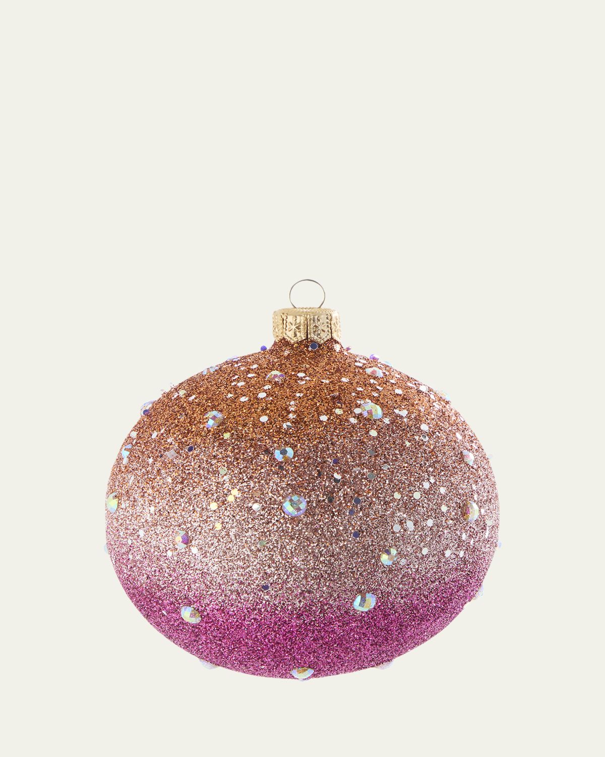Bergdorf Goodman Pink/Orange Ombre Glitter Ball Ornament