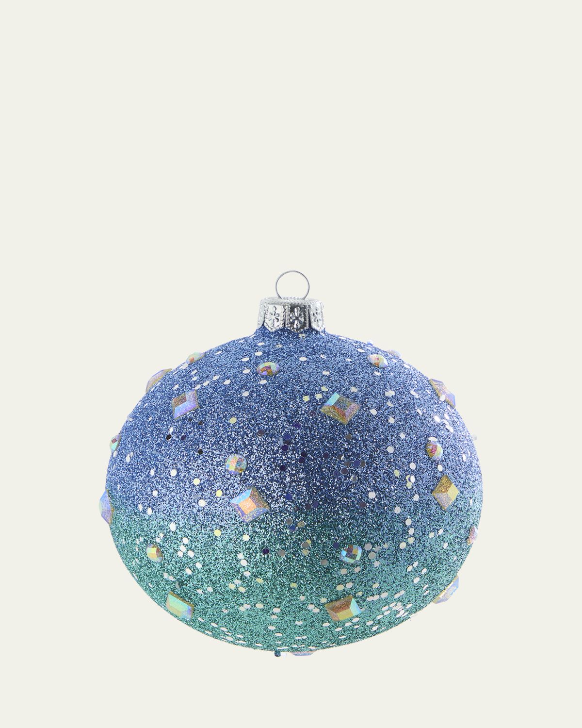 Bergdorf Goodman Blue/Green Ombre Glitter Ball Ornament