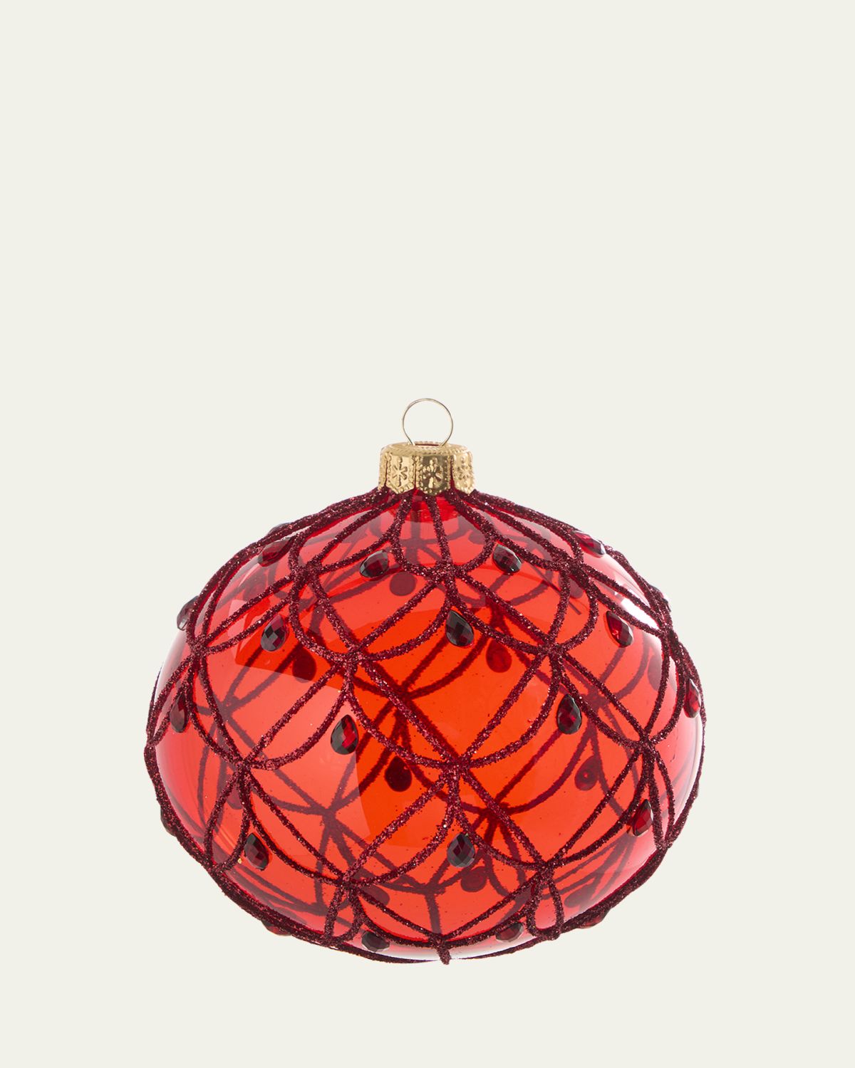 Bergdorf Goodman Transparent Red Art Deco Ball Ornament