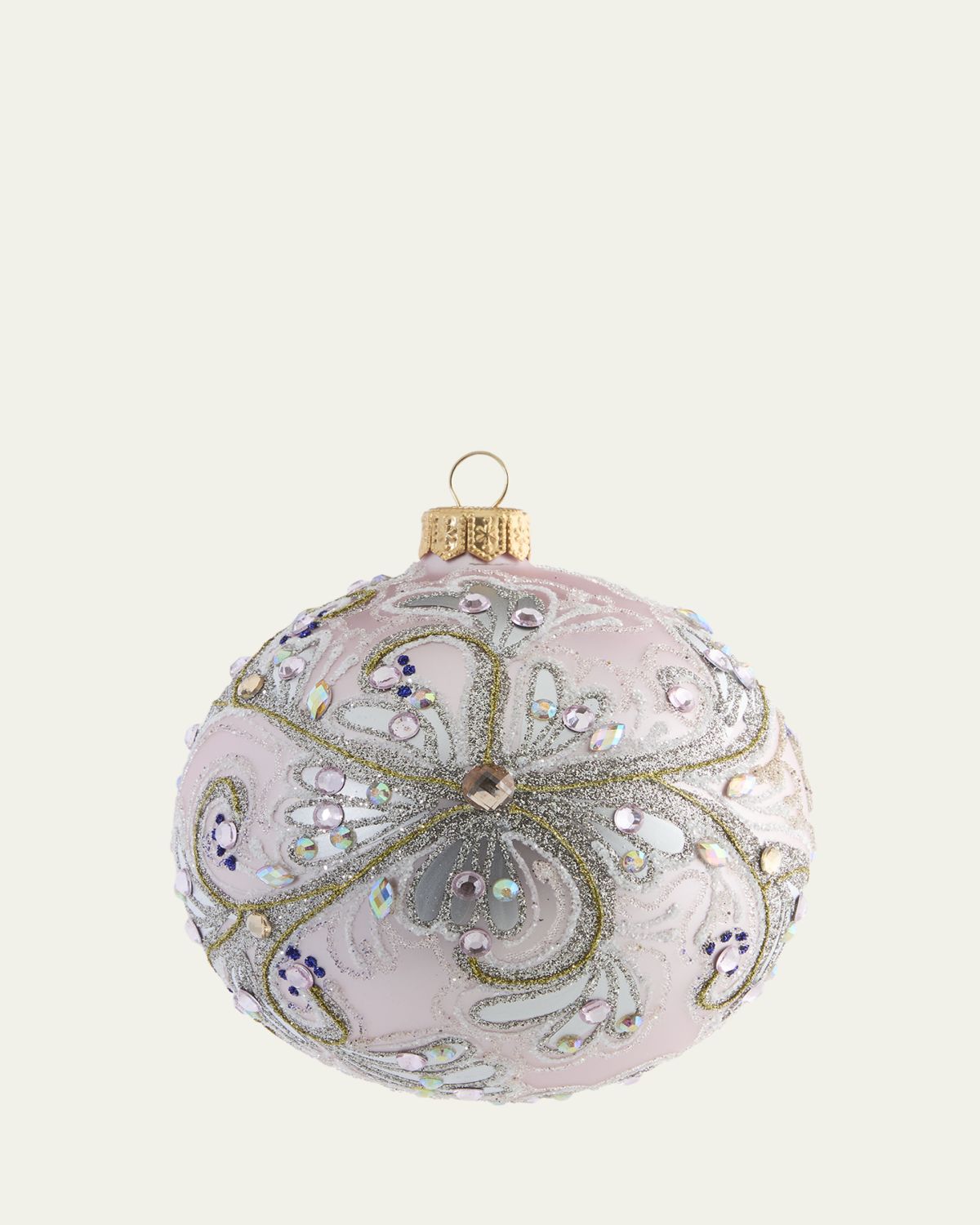 Bergdorf Goodman Pink, Silver, & Gold Art Deco Ball Ornament