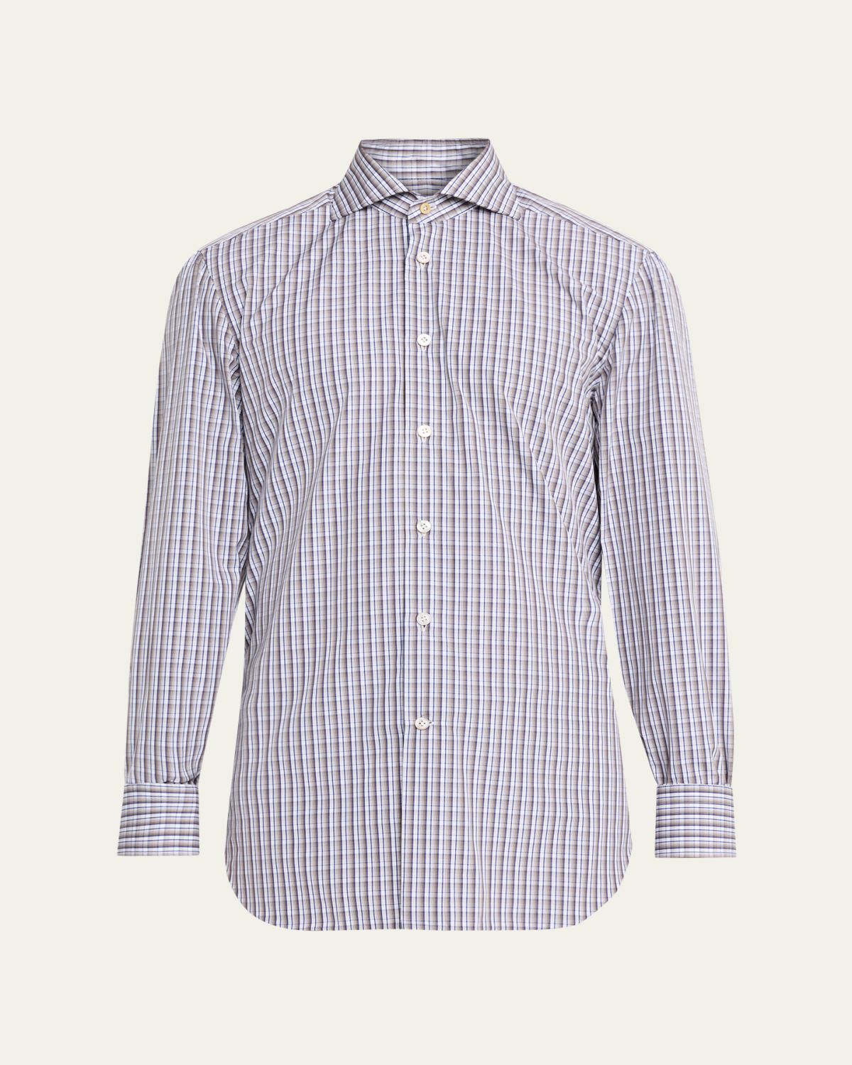 Kiton Men's Cotton Mini-Check Classic Fit Sport Shirt