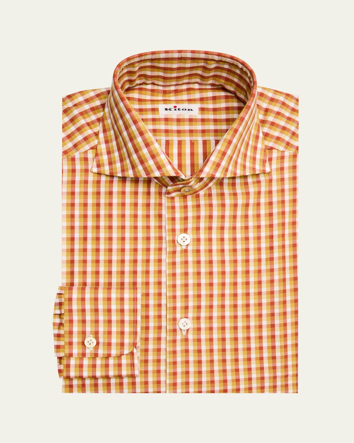 Kiton Men's Cotton Multi-Check Dress Shirt