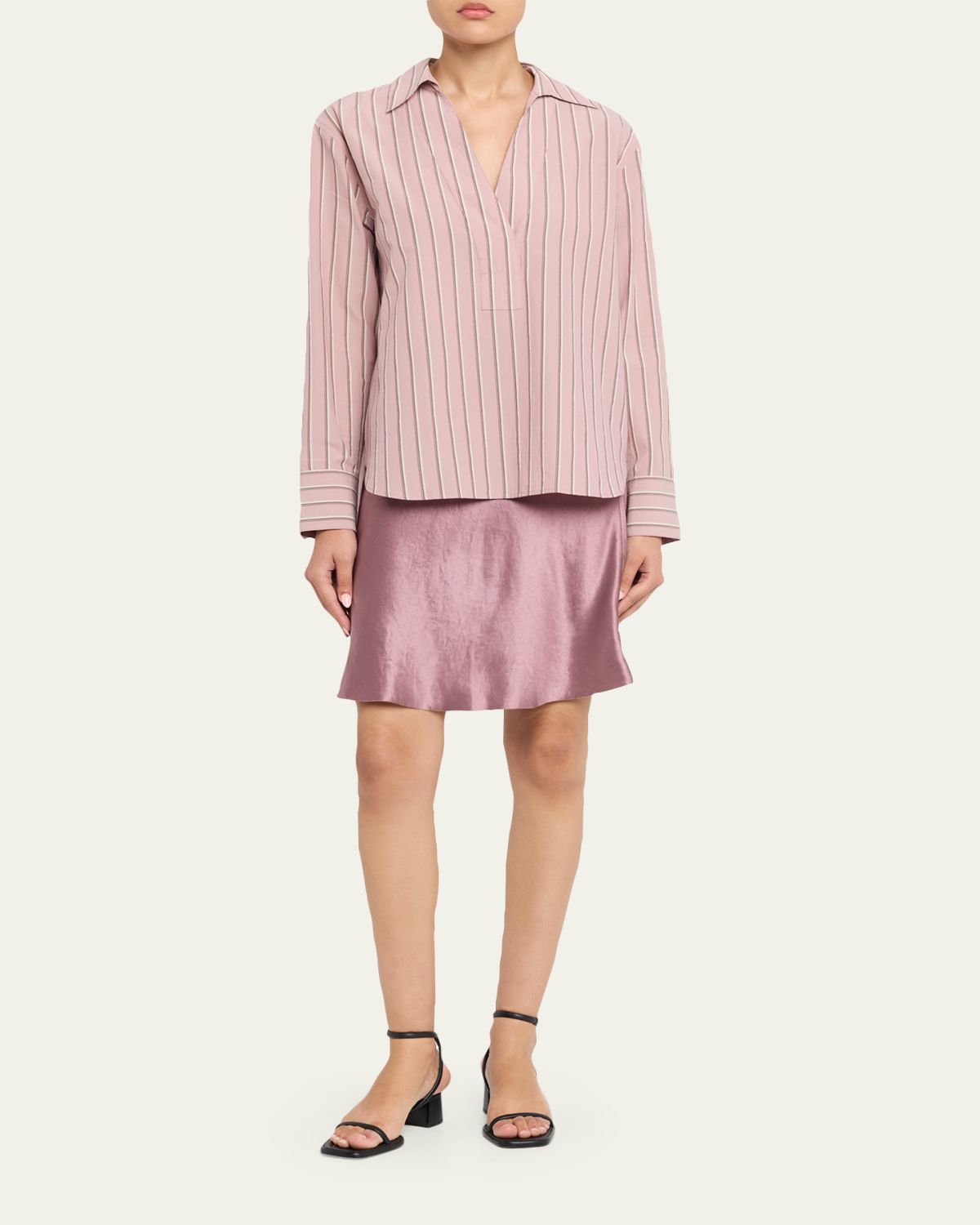 Vince Pinstripe Long-Sleeve Popover Shirt | Thumbnail 2 Vince Pinstripe Long-Sleeve Popover Shirt | Thumbnail 2