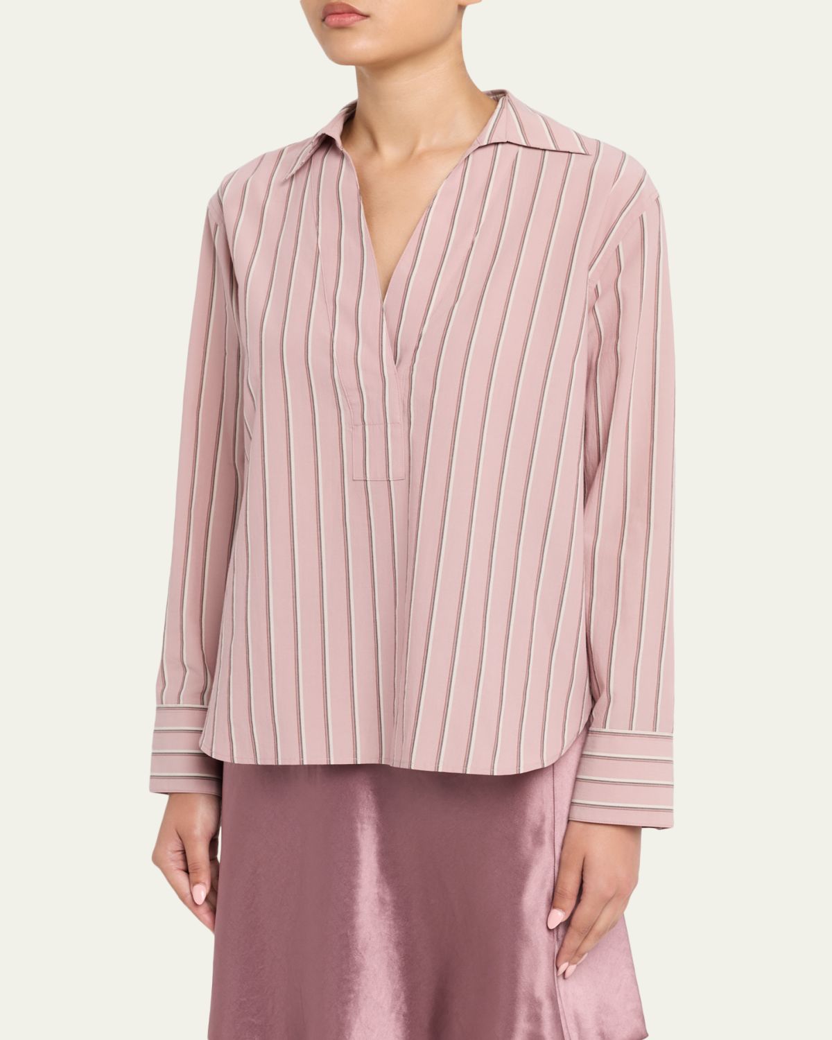 Vince Pinstripe Long-Sleeve Popover Shirt | Thumbnail 4 Vince Pinstripe Long-Sleeve Popover Shirt | Thumbnail 4