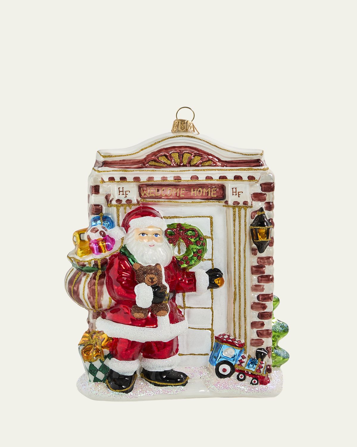 Bergdorf Goodman Santa Knocking at the Door Christmas Ornament