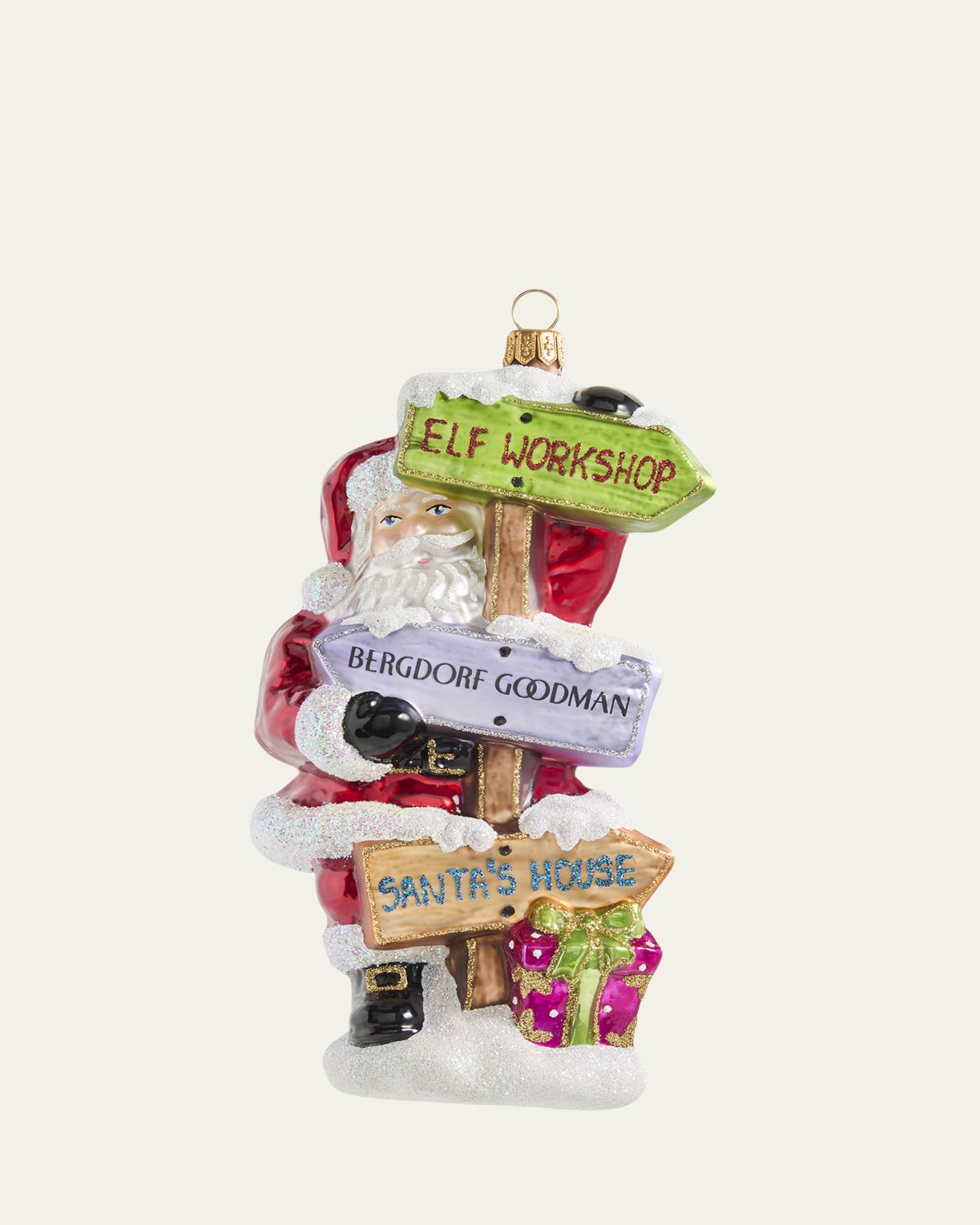Bergdorf Goodman Santa with Signs Christmas Ornament
