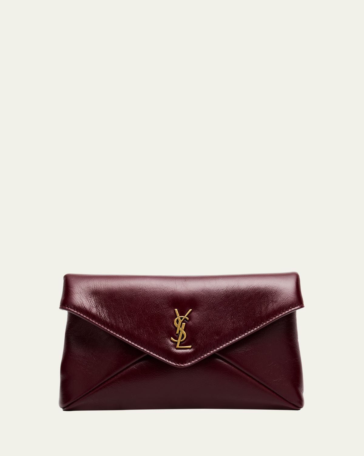 Saint Laurent Cassandre Small YSL Pouch Bag in Shiny Calfskin Leather