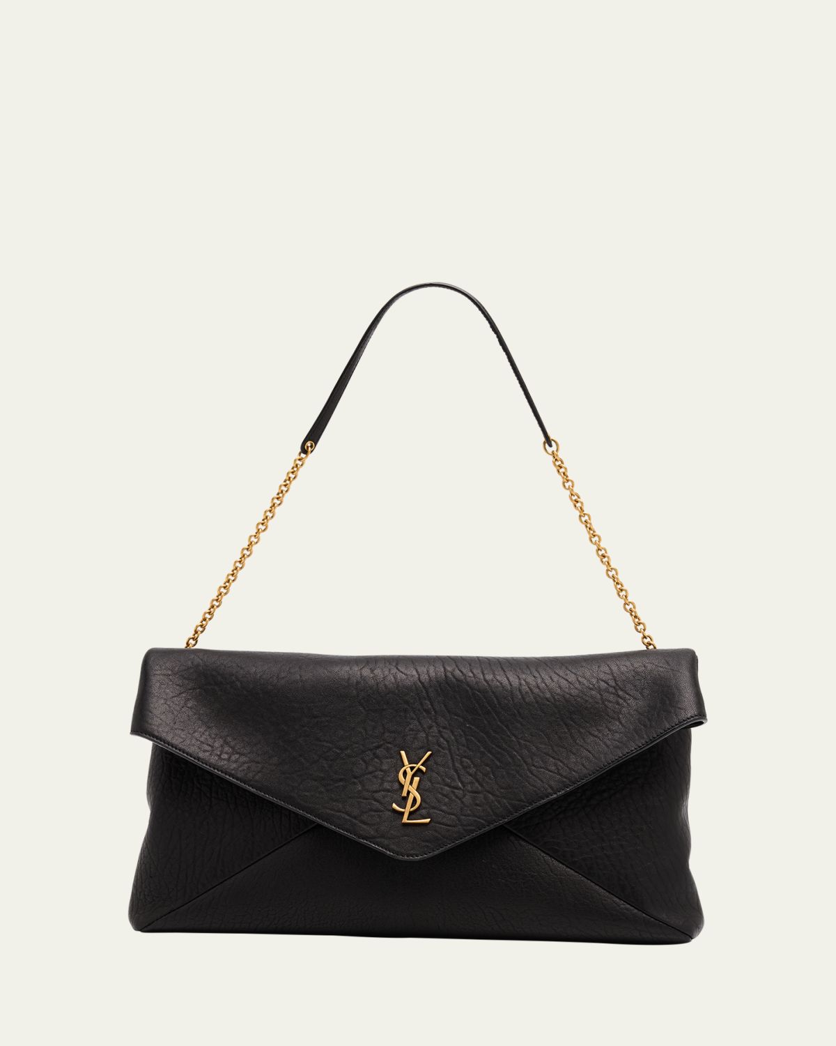 Saint Laurent YSL Envelope Clutch Bag in Grained Leather