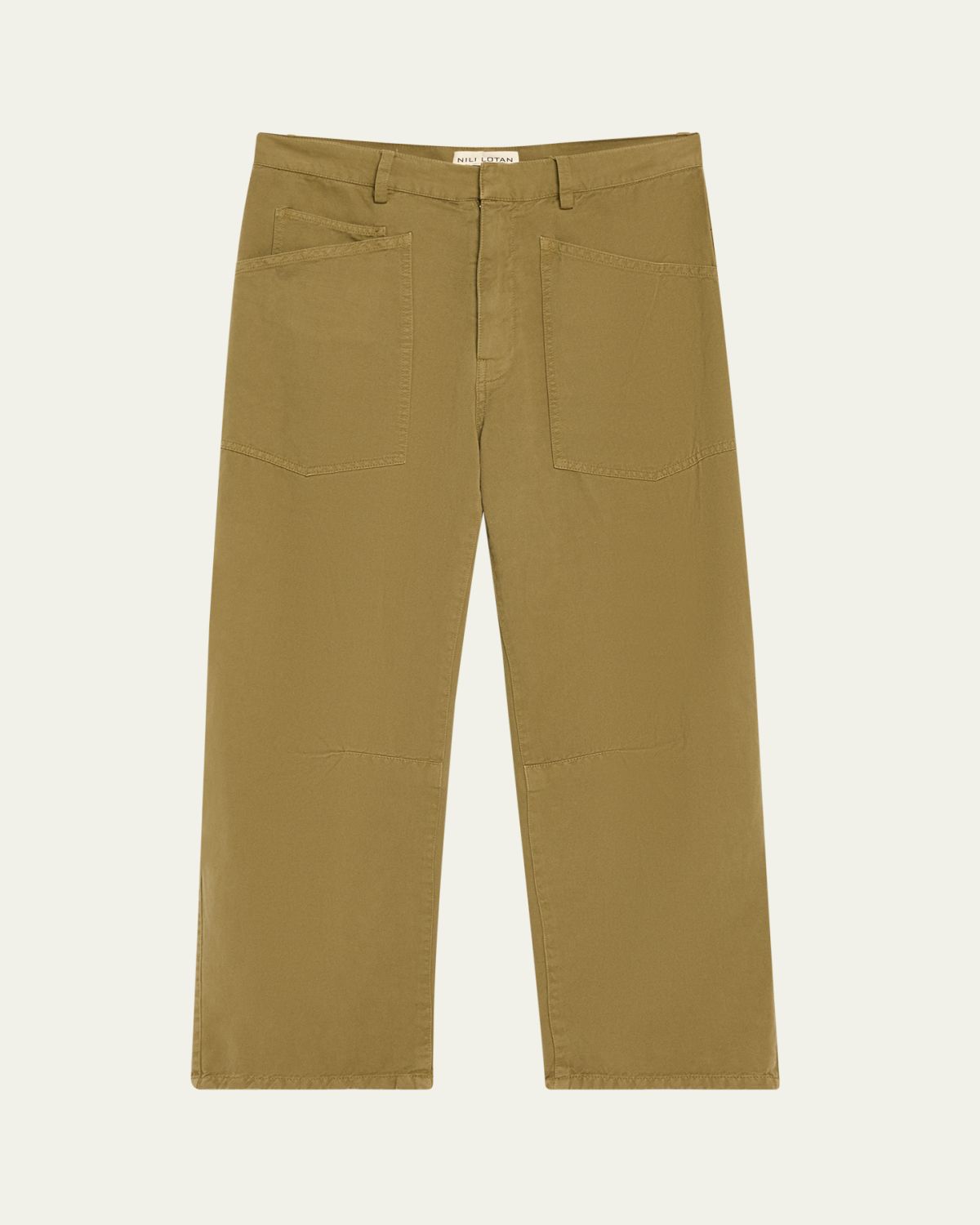 Nili Lotan Shon Olive Green Barrel-Leg Ankle Pants