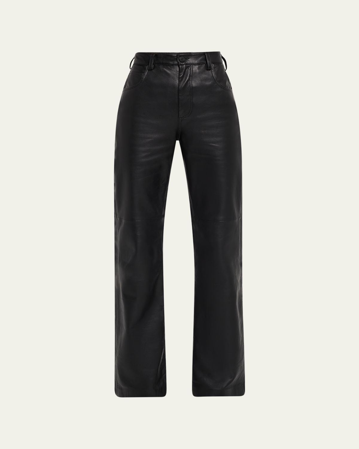 Nili Lotan Joan Leather Straight-Leg Pants